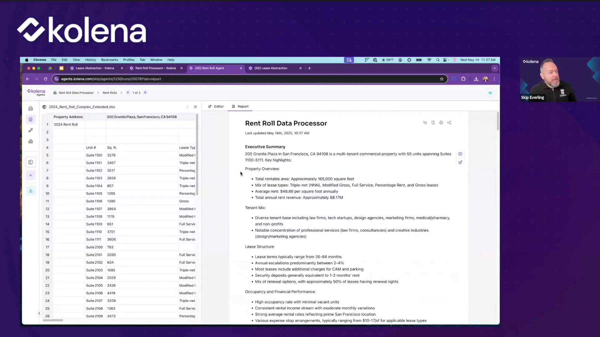 Executive summary and tenant analysis from rent roll data